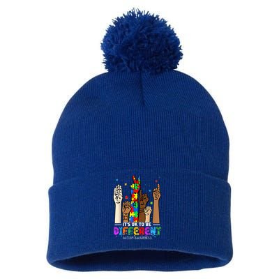 Autism Awareness Acceptance Wo Kid Its Ok To Be Different Pom Pom 12in Knit Beanie