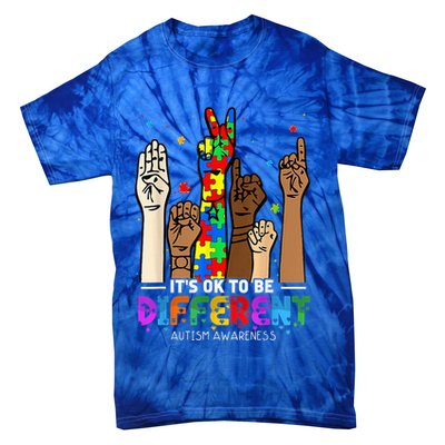 Autism Awareness Acceptance Wo Kid Its Ok To Be Different Tie-Dye T-Shirt
