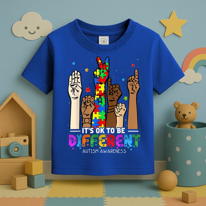 Autism Awareness Acceptance Wo Kid Its Ok To Be Different Toddler T-Shirt