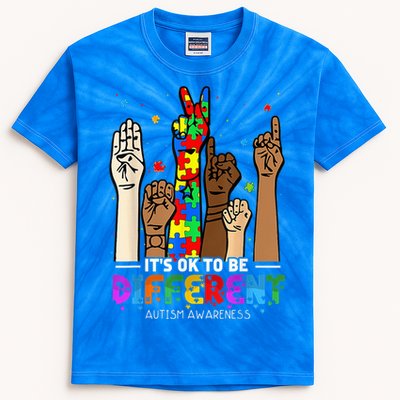 Autism Awareness Acceptance Wo Kid Its Ok To Be Different Kids Tie-Dye T-Shirt