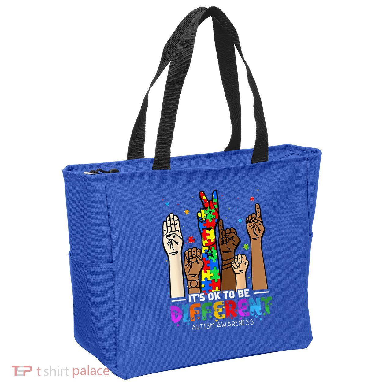 Autism Awareness Acceptance Wo Kid Its Ok To Be Different Zip Tote Bag