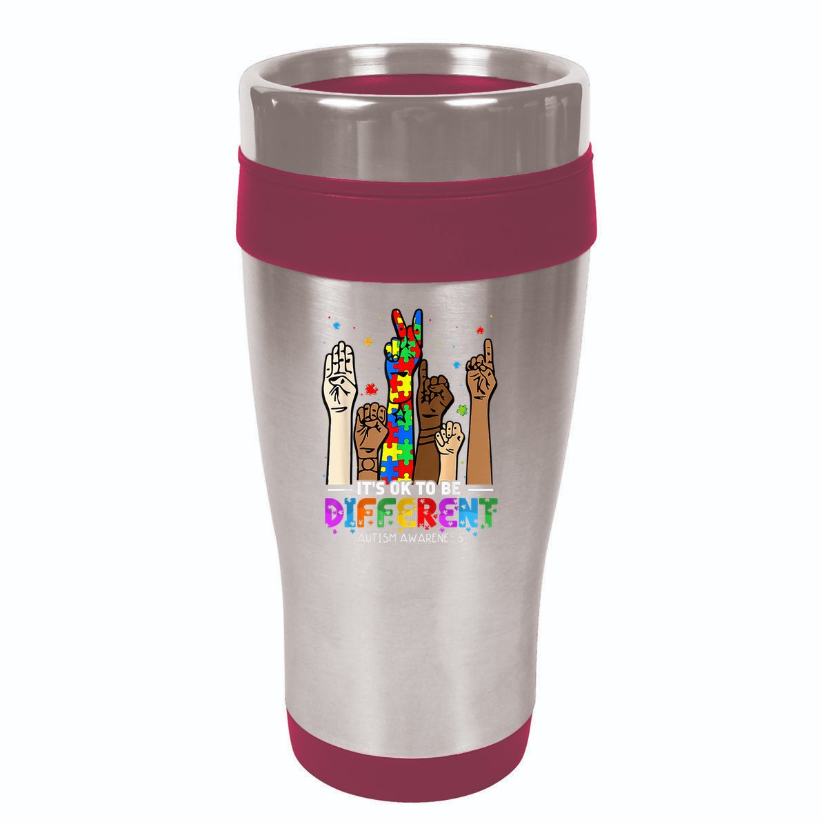 Autism Awareness Acceptance Wo Kid Its Ok To Be Different 16oz Travel Tumbler