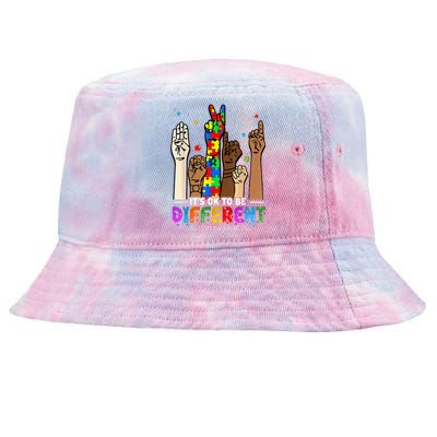 Autism Awareness Acceptance Wo Kid Its Ok To Be Different Tie-Dyed Bucket Hat