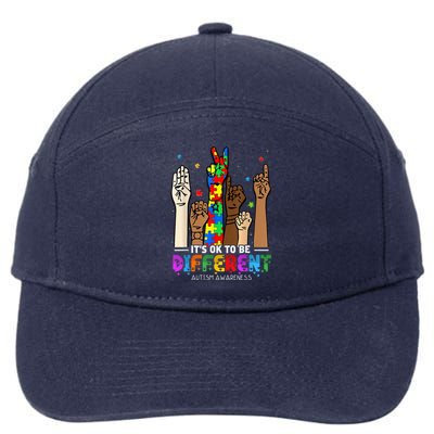 Autism Awareness Acceptance Wo Kid Its Ok To Be Different 7-Panel Snapback Hat