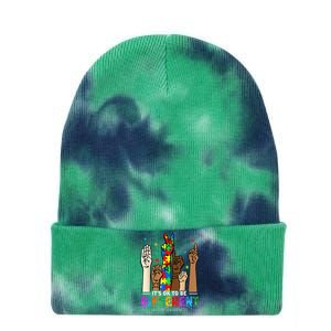 Autism Awareness Acceptance Wo Kid Its Ok To Be Different Tie Dye 12in Knit Beanie