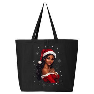 African American Afro Girl Melanin Santa Claus Christmas 25L Jumbo Tote