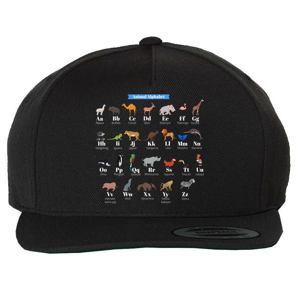 Animal Alphabet Wool Snapback Cap