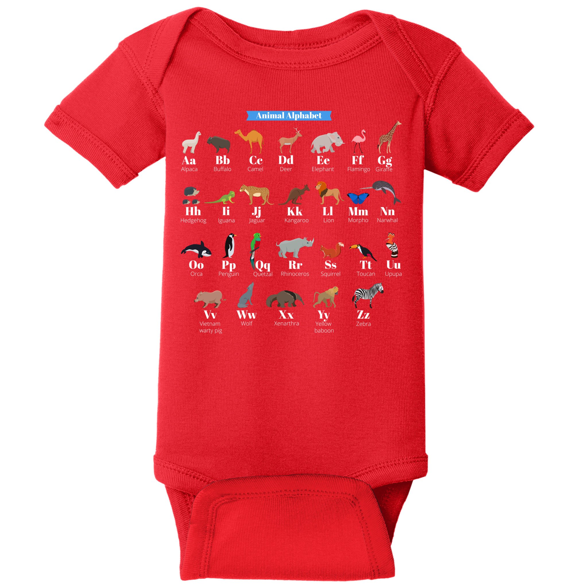 Animal Alphabet Baby Bodysuit