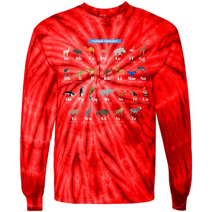 Animal Alphabet Tie-Dye Long Sleeve Shirt