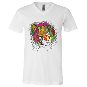 Afro African American  Black Melanin Queen Juneteenth V-Neck T-Shirt