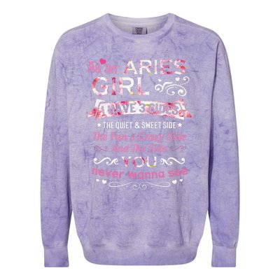 As An Aries I Have 3 Sides The Quiet And Sweet Side Colorblast Crewneck Sweatshirt