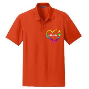 Auntie Autism Awareness Rainbow Heart Dry Zone Grid Polo