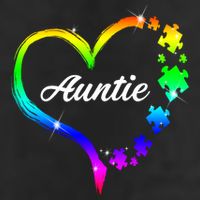 Auntie Autism Awareness Rainbow Heart 7 Panel Mesh Trucker Snapback Hat