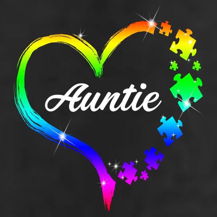 Auntie Autism Awareness Rainbow Heart 7 Panel Mesh Trucker Snapback Hat