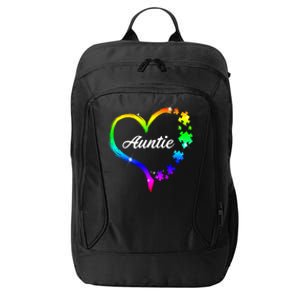 Auntie Autism Awareness Rainbow Heart City Backpack