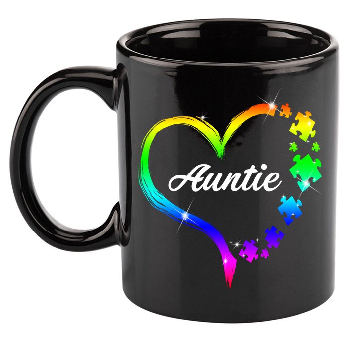 Auntie Autism Awareness Rainbow Heart 11oz C Handle Ceramic Mug