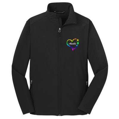 Auntie Autism Awareness Rainbow Heart Core Soft Shell Jacket