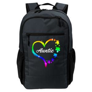 Auntie Autism Awareness Rainbow Heart Daily Commute Backpack