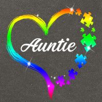 Auntie Autism Awareness Rainbow Heart Cotton Canvas Backpack