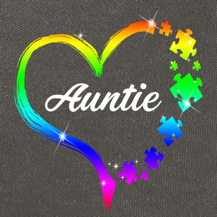 Auntie Autism Awareness Rainbow Heart Cotton Canvas Backpack