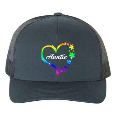 Auntie Autism Awareness Rainbow Heart Yupoong Adult 5-Panel Trucker Hat