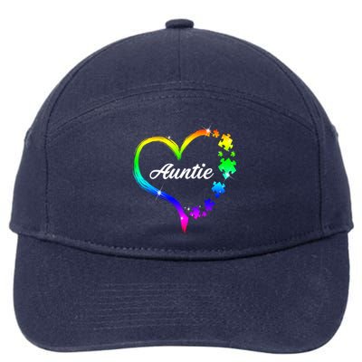 Auntie Autism Awareness Rainbow Heart 7-Panel Snapback Hat