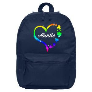 Auntie Autism Awareness Rainbow Heart 16 in Basic Backpack