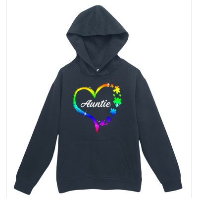 Auntie Autism Awareness Rainbow Heart Urban Pullover Hoodie