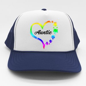 Auntie Autism Awareness Rainbow Heart Trucker Hat