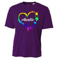 Auntie Autism Awareness Rainbow Heart Cooling Performance Crew T-Shirt