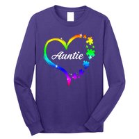 Auntie Autism Awareness Rainbow Heart Long Sleeve Shirt