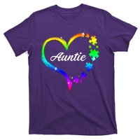 Auntie Autism Awareness Rainbow Heart T-Shirt