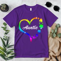 Auntie Autism Awareness Rainbow Heart Premium T-Shirt