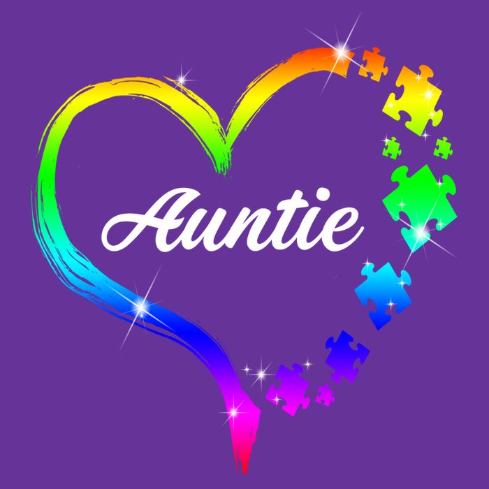 Auntie Autism Awareness Rainbow Heart Premium T-Shirt