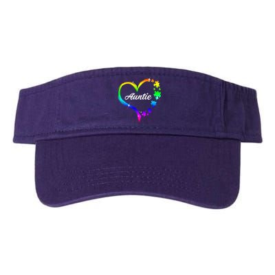 Auntie Autism Awareness Rainbow Heart Valucap Bio-Washed Visor