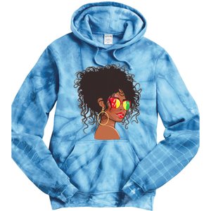 Afro African American  Black Melanin Queen Juneteenth Tie Dye Hoodie