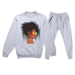 Afro African American  Black Melanin Queen Juneteenth Premium Crewneck Sweatsuit Set