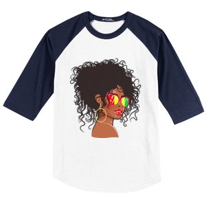 Afro African American  Black Melanin Queen Juneteenth Baseball Sleeve Shirt