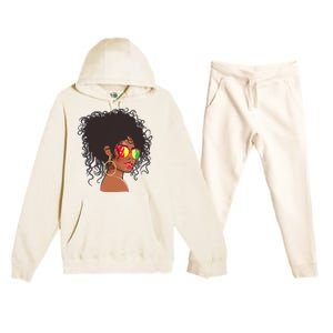 Afro African American  Black Melanin Queen Juneteenth Premium Hooded Sweatsuit Set