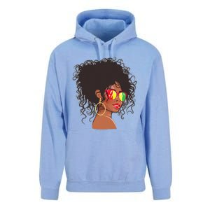 Afro African American  Black Melanin Queen Juneteenth Unisex Surf Hoodie