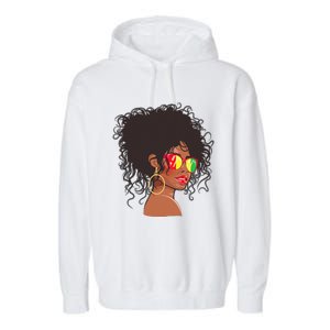 Afro African American  Black Melanin Queen Juneteenth Garment-Dyed Fleece Hoodie