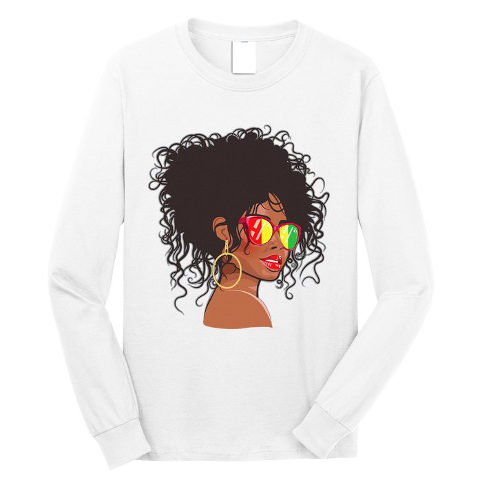 Afro African American  Black Melanin Queen Juneteenth Long Sleeve Shirt