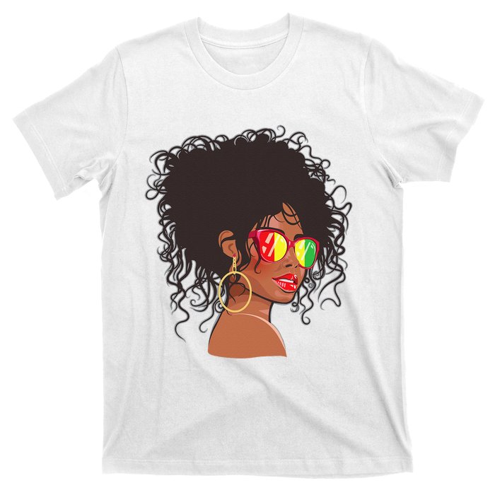 Afro African American  Black Melanin Queen Juneteenth T-Shirt