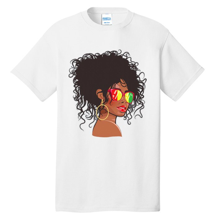 Afro African American  Black Melanin Queen Juneteenth Tall T-Shirt