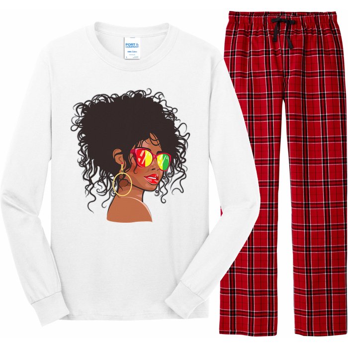 Afro African American  Black Melanin Queen Juneteenth Long Sleeve Pajama Set