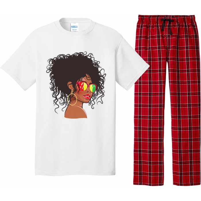 Afro African American  Black Melanin Queen Juneteenth Pajama Set