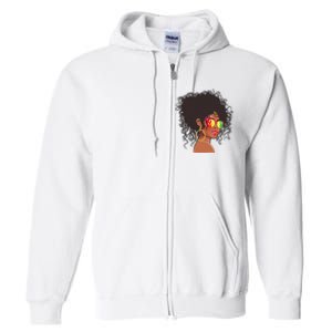 Afro African American  Black Melanin Queen Juneteenth Full Zip Hoodie