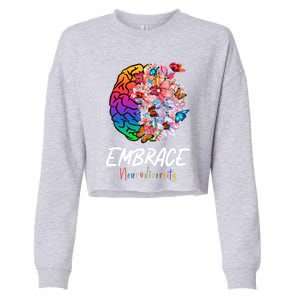 Asd Adhd Autism Awareness Brain A Embrace Neurodiversity Cool Gift Cropped Pullover Crew