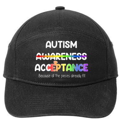 Autism Awareness Acceptance All The Pieces 7-Panel Snapback Hat