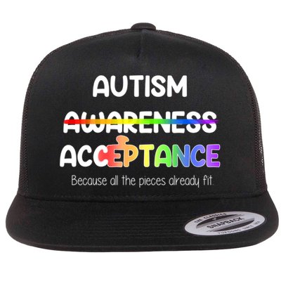 Autism Awareness Acceptance All The Pieces Flatbill Hat